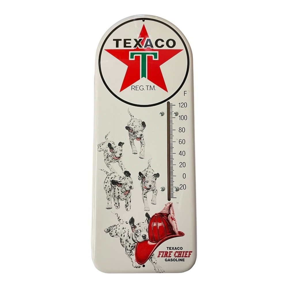 Texaco Fire Chief Thermometer Sign Gas Oil Garage Station Dalmatian 2000
